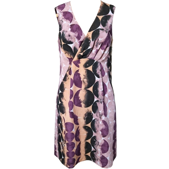 Simply Vera Vera Wang Sz 4 Abstract Print Sleeveless Dress Full Zip Back Office - Picture 1 of 16
